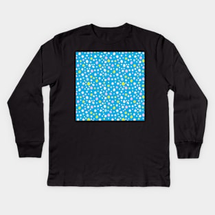 Bright Blue Polka Dots Kids Long Sleeve T-Shirt